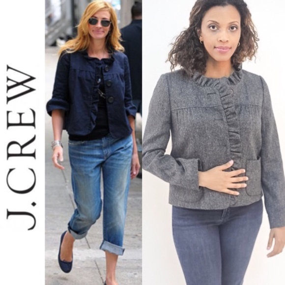 J. Crew Luxe Donegal Fiona Ruffle Wool Jacket - Picture 1 of 6